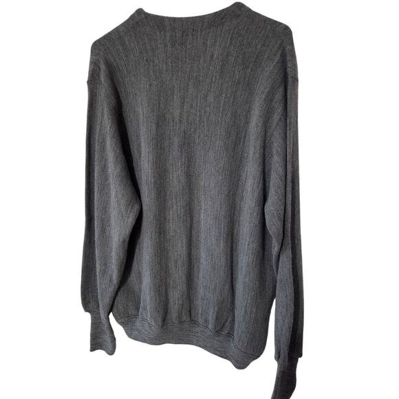 Vtg Izod Large Cardigan Sweater Gray Tennis Varsity Preppy Embroidered Shield - Picture 2 of 6